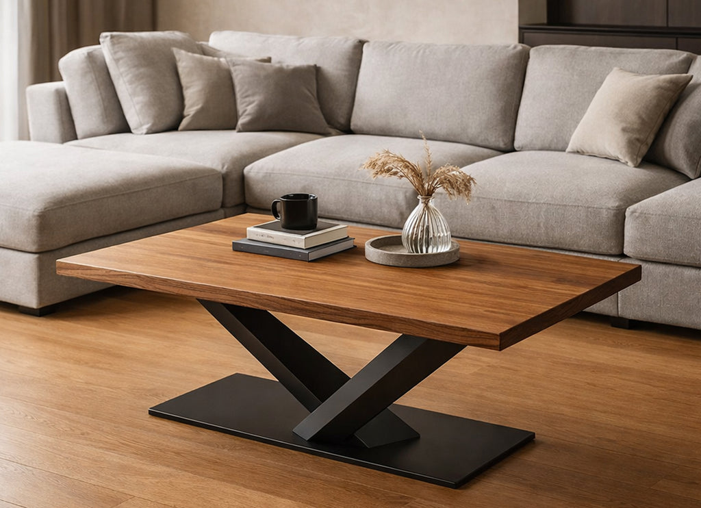 Couchtisch BRASIL aus Massivholz und Stahl