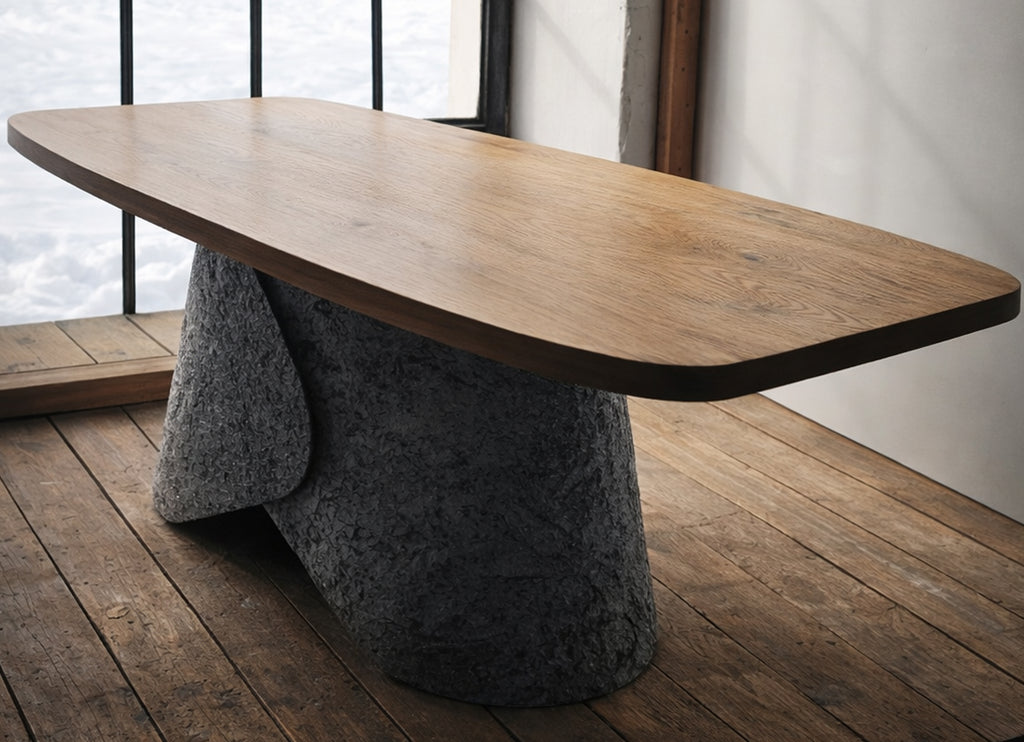 Couchtisch SAN FRANCISCO aus Massivholz und Stahl